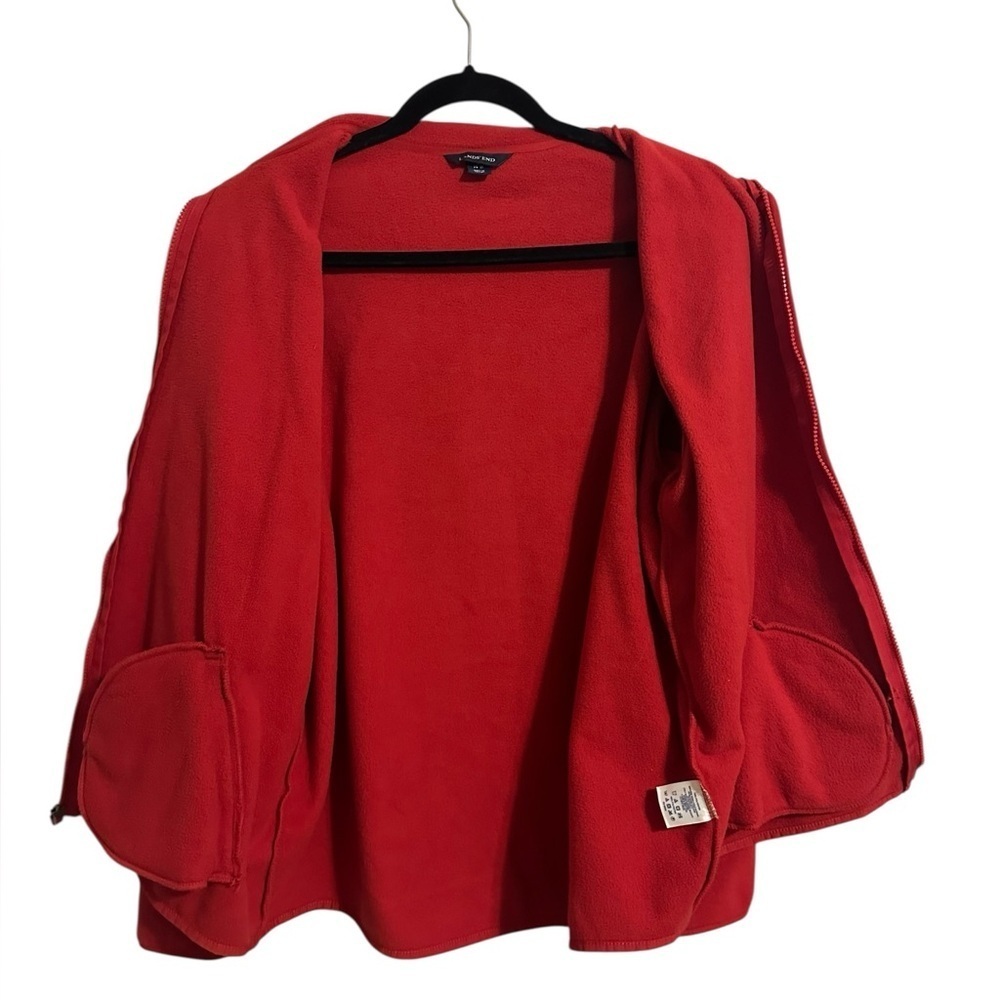 Lands’ End Red Fleece Full Zip Jacket Women’s Size 14 Winter Warm Comfortable - Picture 5 of 8